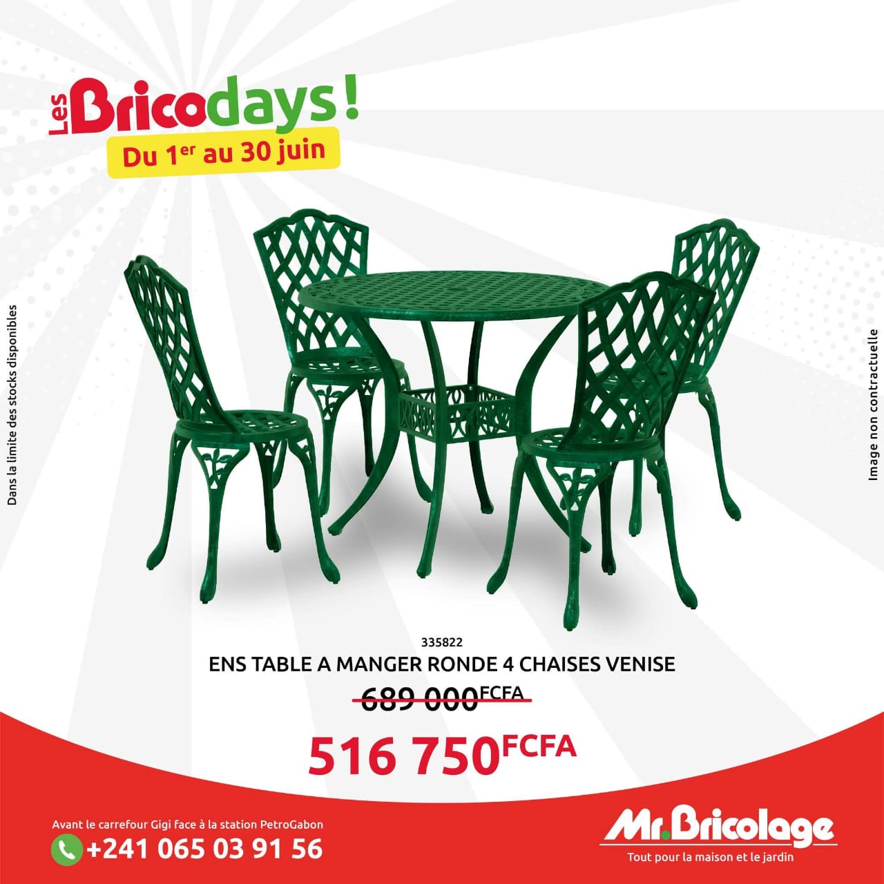 ENS TABLE A MANGER RONDE 4 CHAISE VENISE